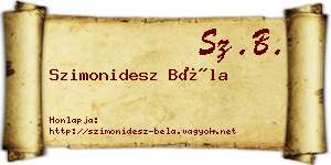 Szimonidesz Béla névjegykártya